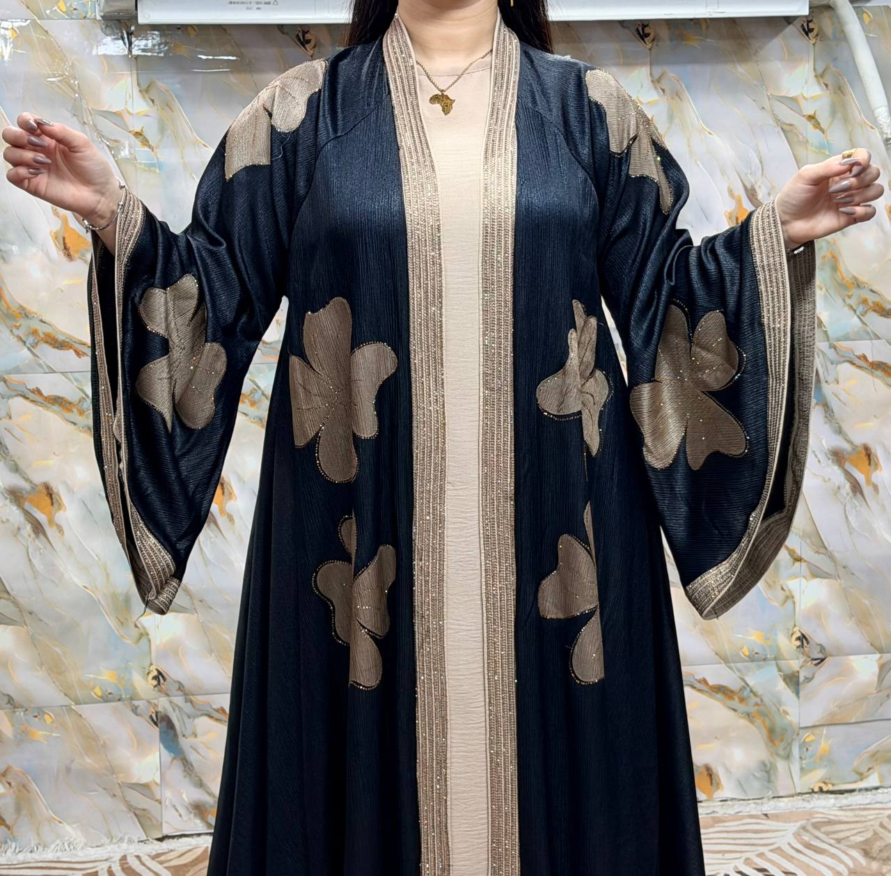 Abaya Florale 2 Pièces